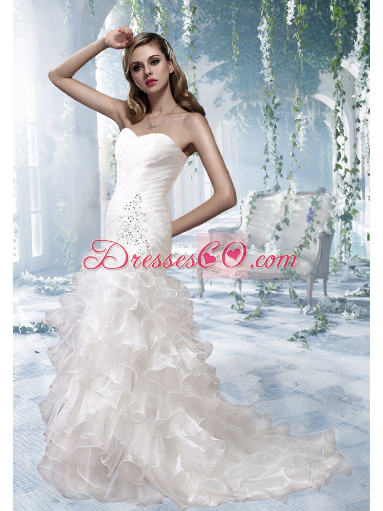 FashionableMermaid Ruffled Layers  Wedding Dress with Beading