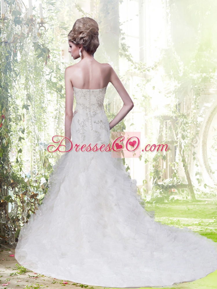 Mermaid Strapless Court Train Beautiful Wedding Dress  with Beading