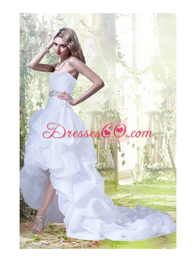 Princess Beading Ruffles Wedding Dress with High Low