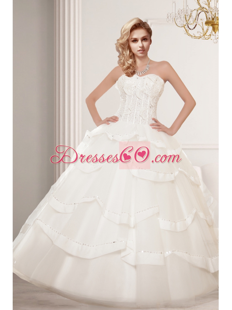 Elegant A Line Beading Wedding Dress with Sweetheart