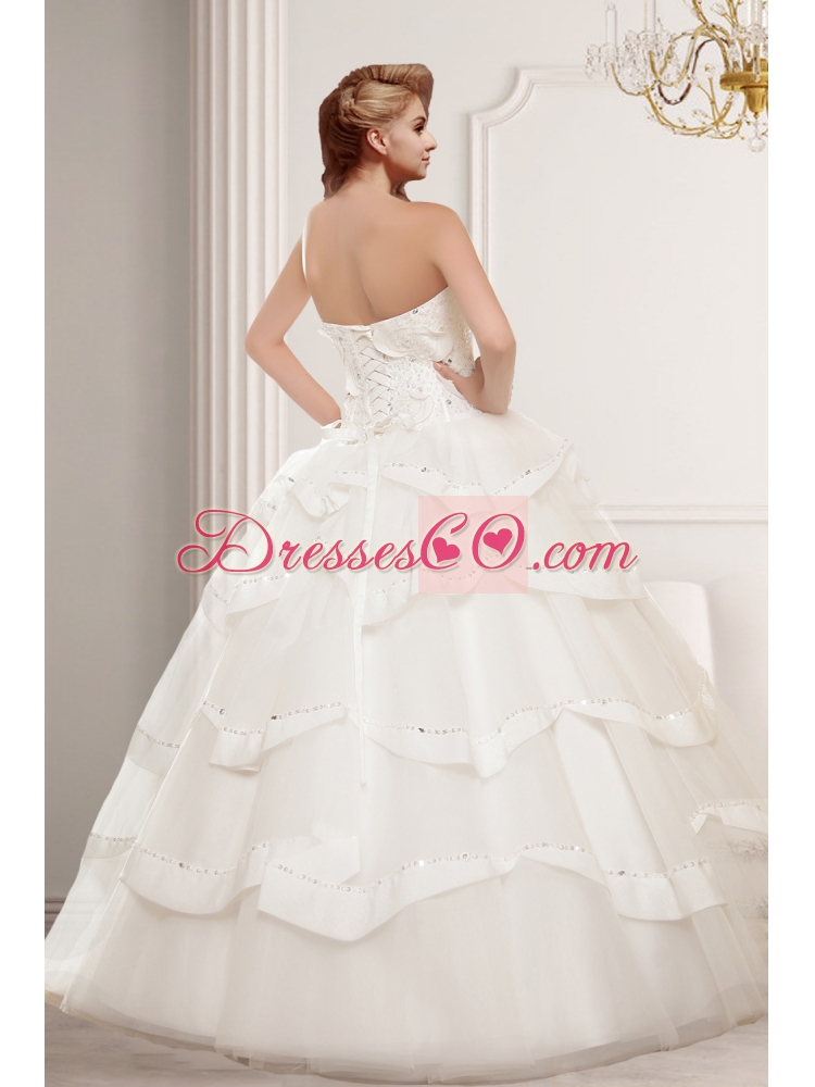 Elegant A Line Beading Wedding Dress with Sweetheart