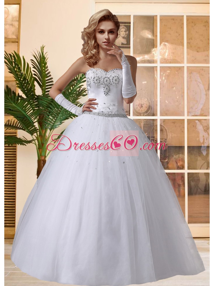 Beautiful Puffy Lace Up Beading Wedding Dress