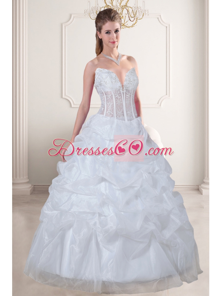 Wonderful Ball Gown Embroidery Wedding Dress for