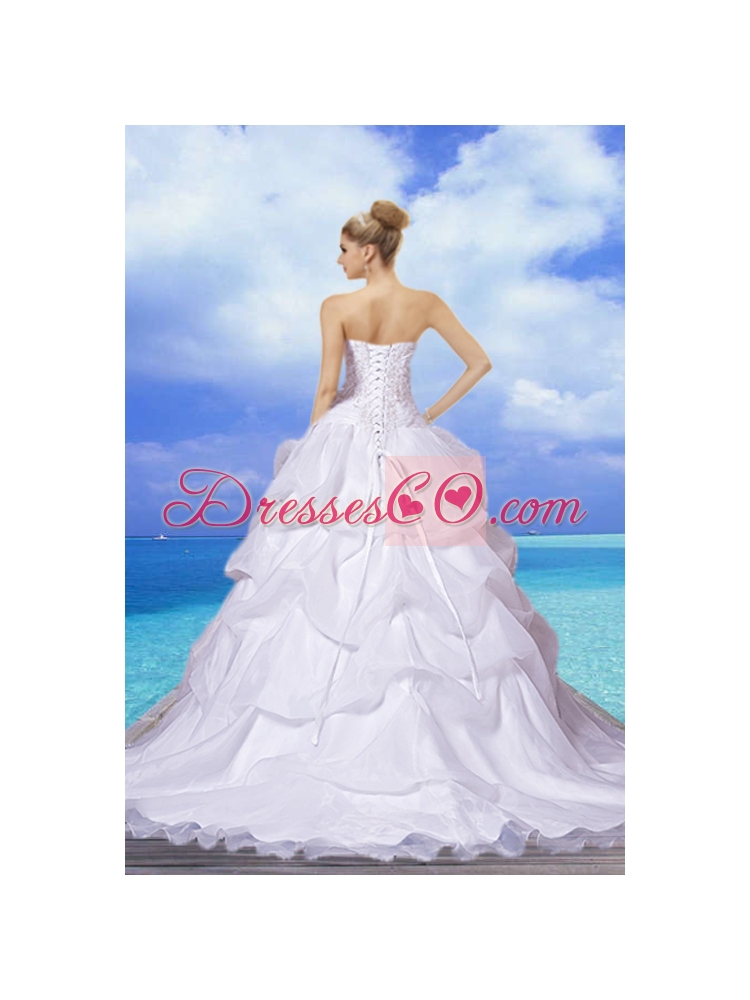 Brand New A Line Strapless Appliques Wedding Dress with Court Train