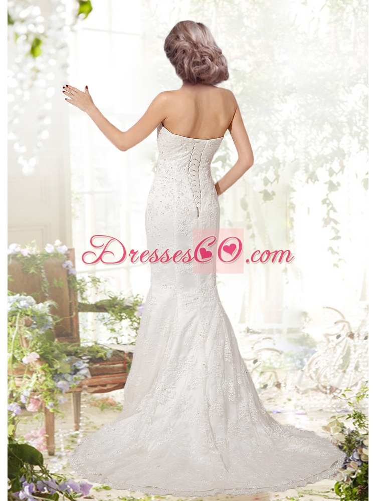Mermaid Beading Lace Wedding Dress with Strapless