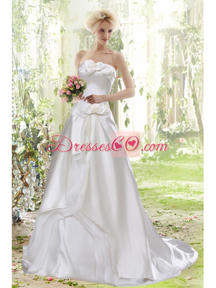 Affordable Princess Strapless Court Train Wedding Dress for