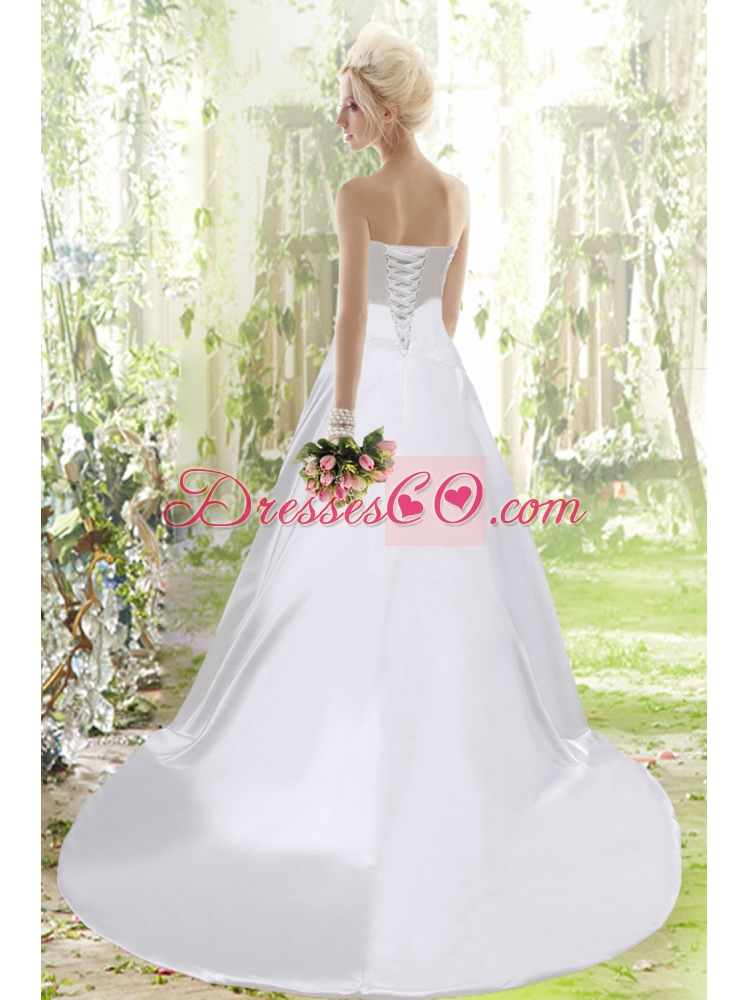 Affordable Princess Strapless Court Train Wedding Dress for