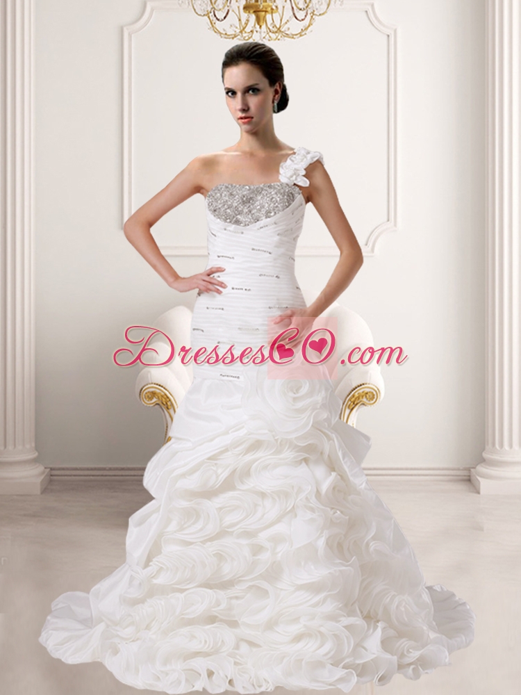 Beautiful Mermaid  One Shoulder Wedding Gowns With Beading