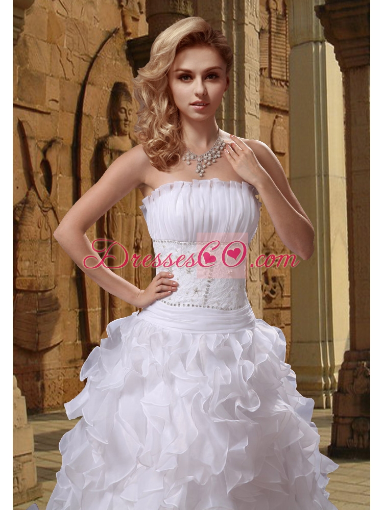 Fashionable Beading Princess Strapless Wedding DressFor 2014