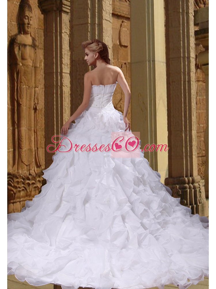 Fashionable Beading Princess Strapless Wedding DressFor 2014