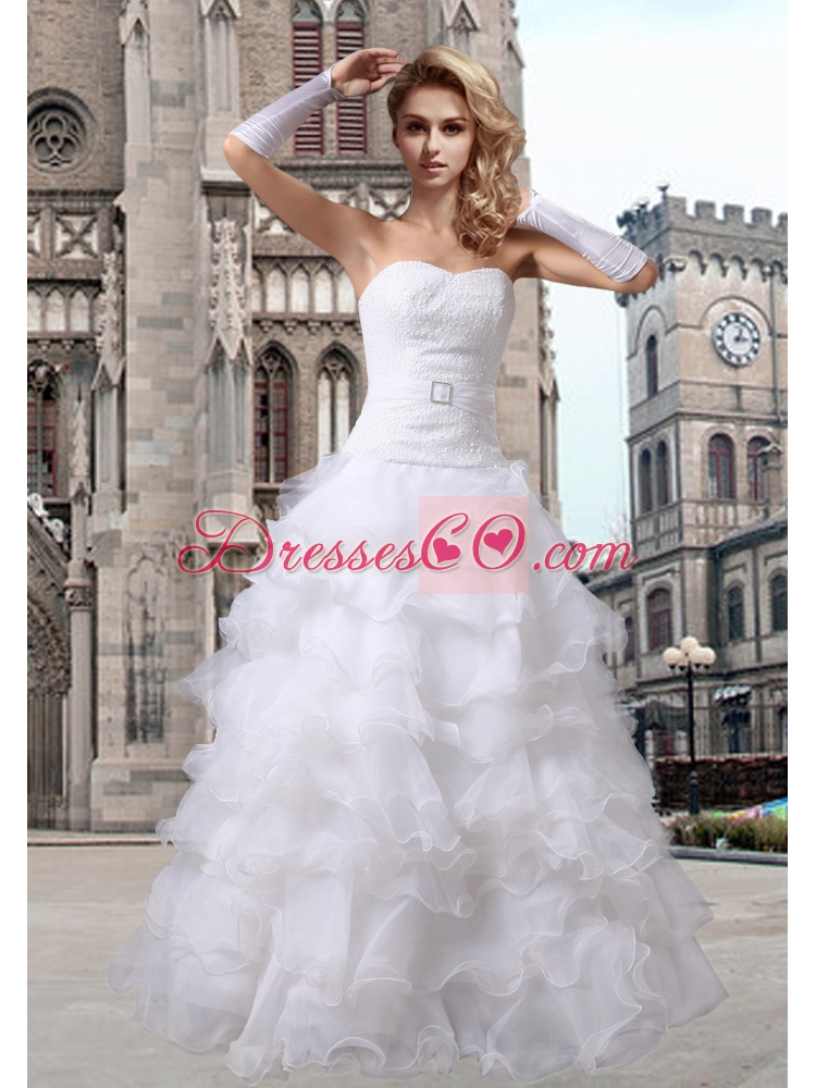 Fashionable Princess Ruffled Layers Wedding Dress with 3/4 Sleeves