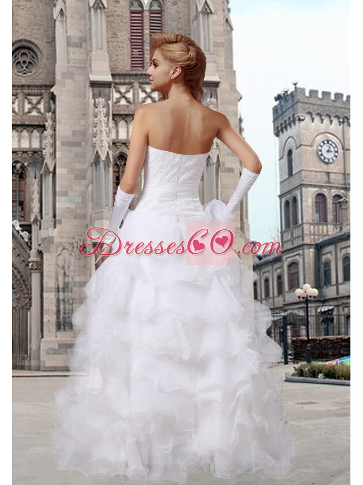 Fashionable Princess Ruffled Layers Wedding Dress with 3/4 Sleeves