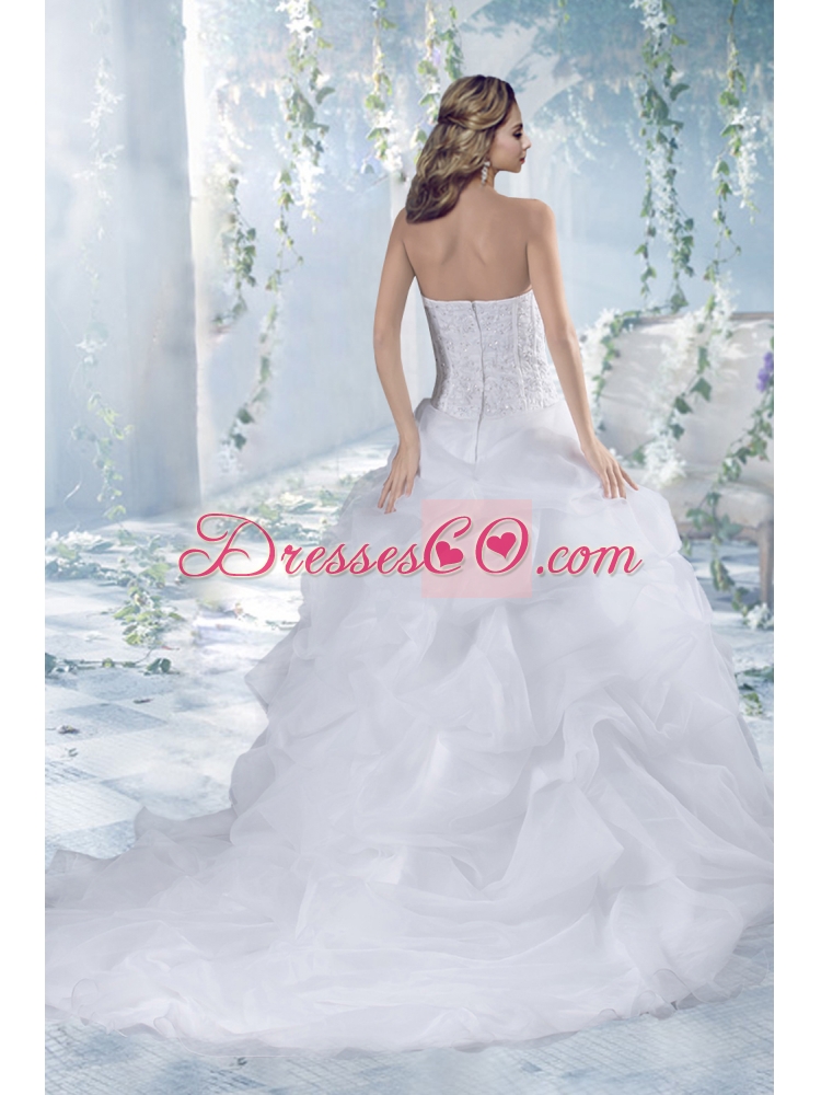 Perfect Puffy Court Train Wedding Dress with Beading