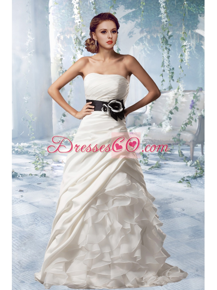 Princess Strapless Gorgeous Wedding Dress with Brush Train for