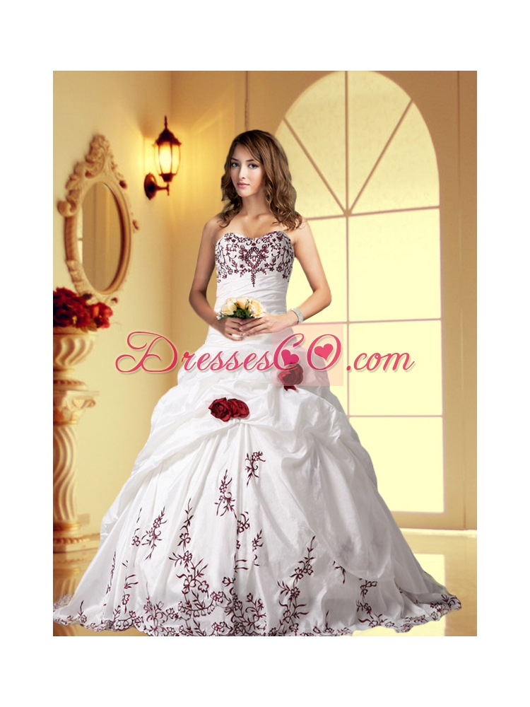 Elegant Ball Gown Brush Train Wedding Dress with Embroidery