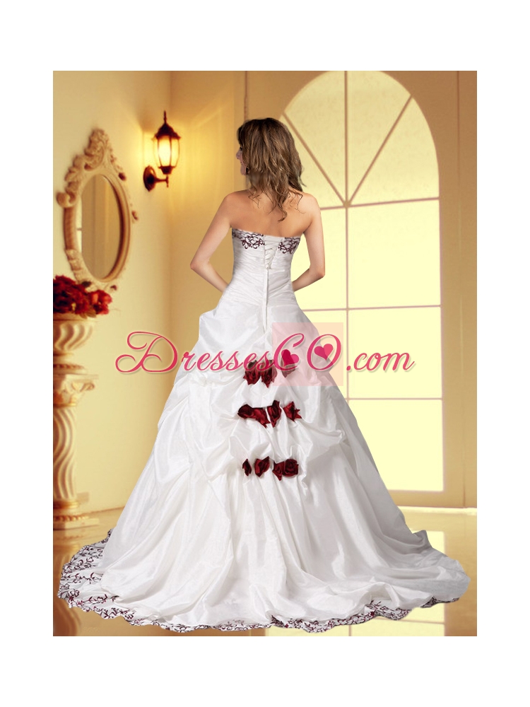 Elegant Ball Gown Brush Train Wedding Dress with Embroidery