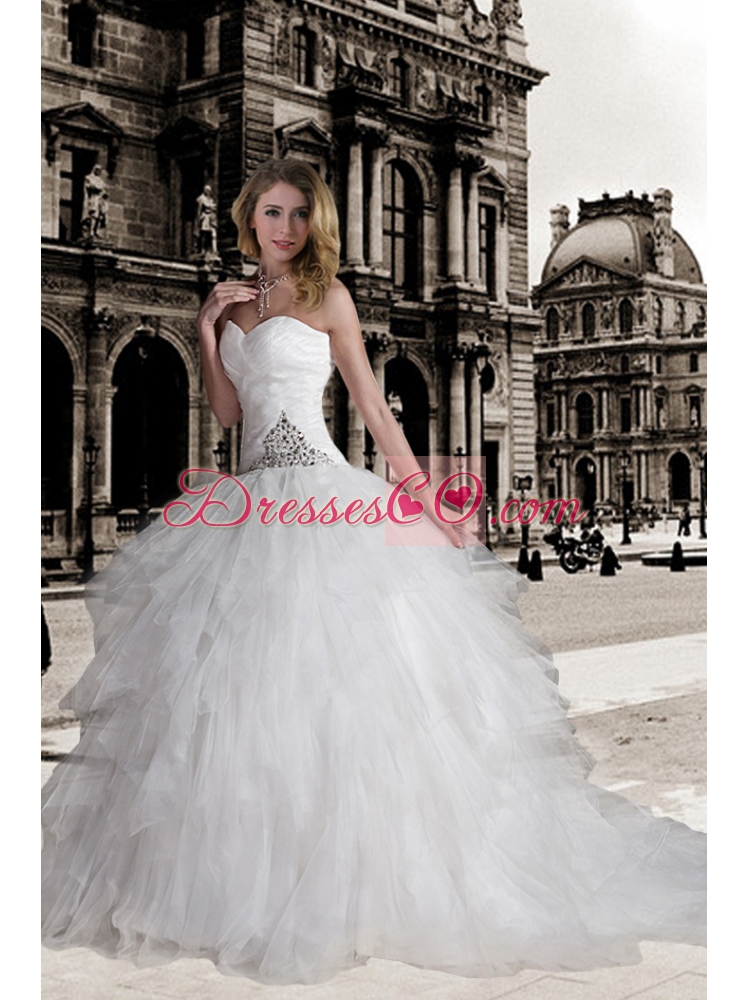 Fashionable Ball Gown Court Train  Beading  Wedding Dress with Beading
