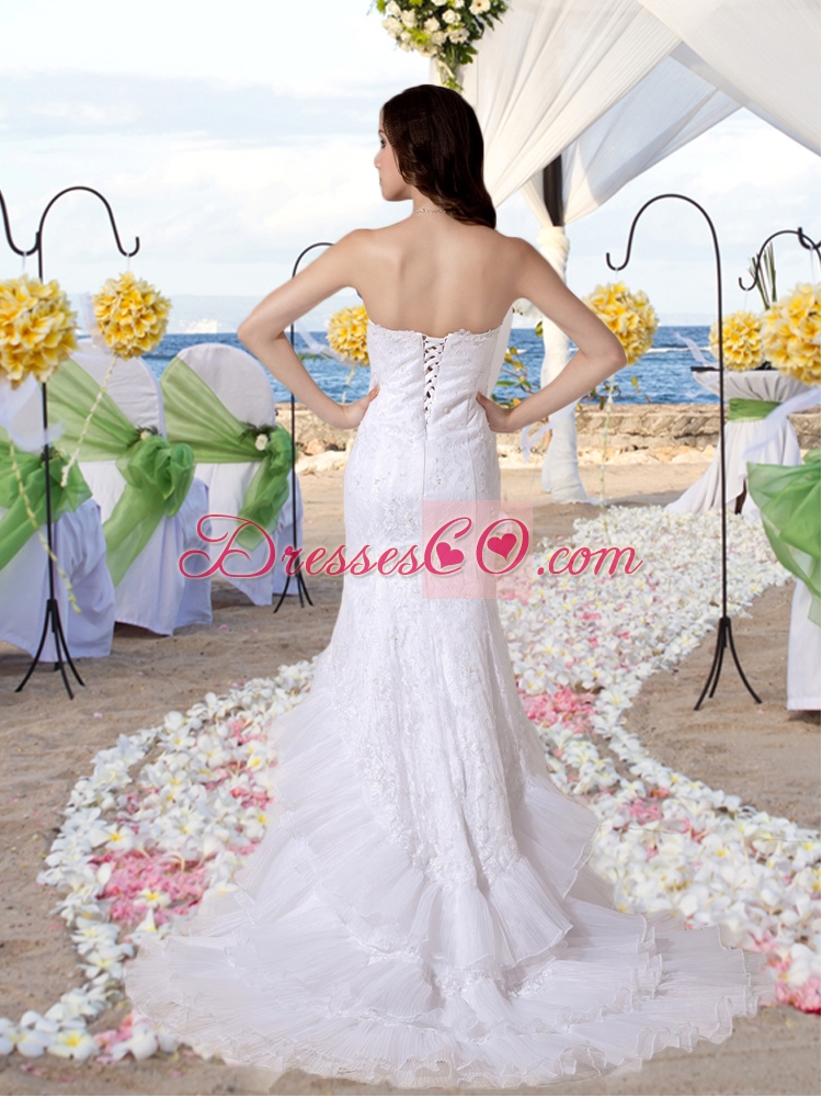 Fashionable Mermaid Sweep Wedding Dress with Lace