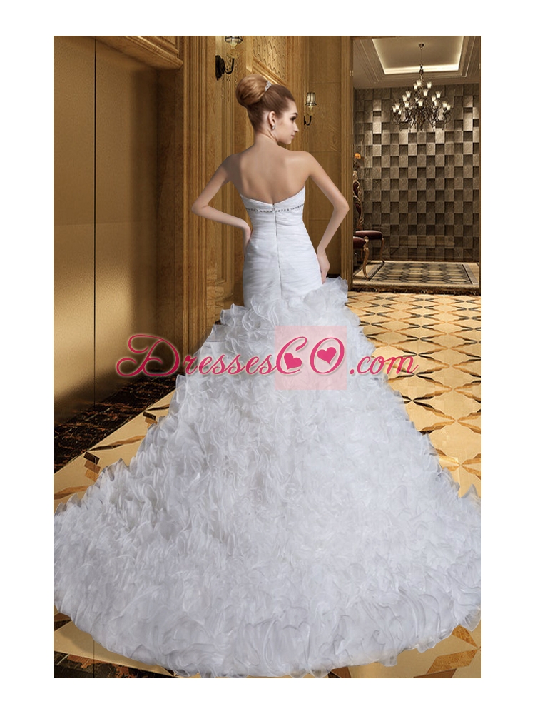 Luxurious A Line Wedding Dress with Beading and Ruffles
