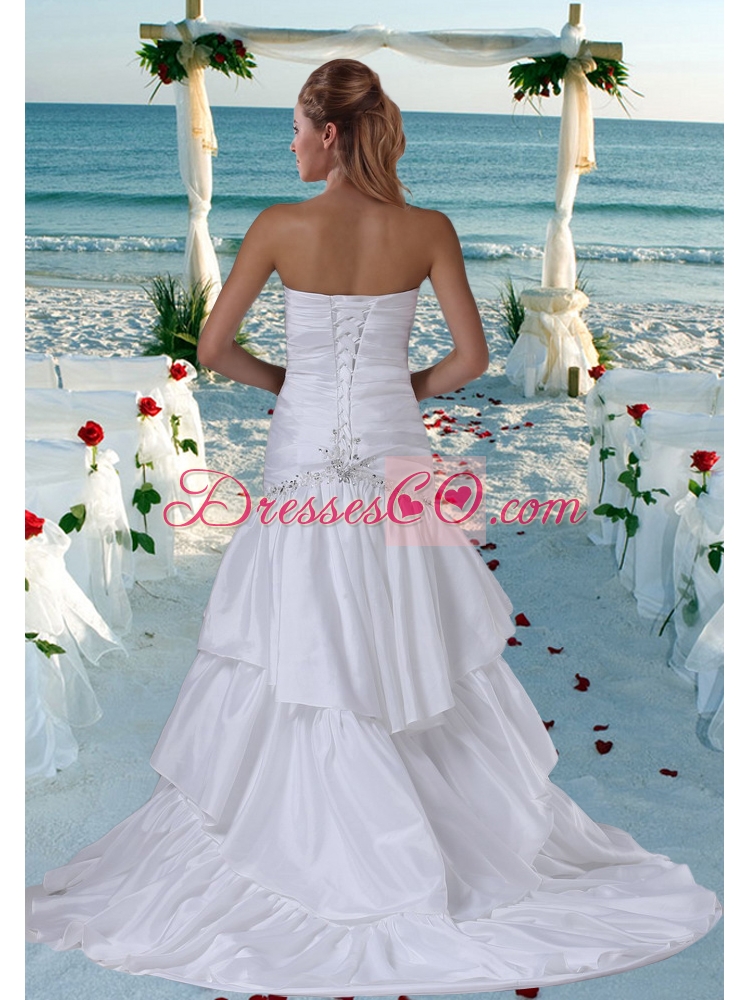 Mermaid Beading Wedding Dress with Court Train for