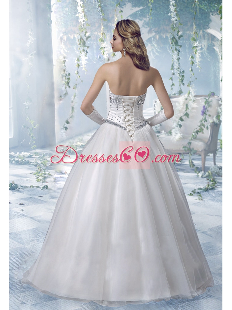 Puffy Floor Length Wedding Dress with Beading