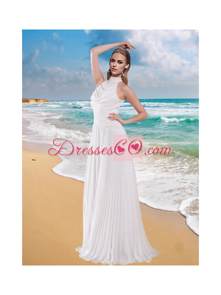 Gorgeous Empire High Neck Wedding Dress with Pleat