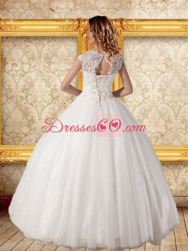 Luxurious Ball Gown Scoop Floor Length Lace Wedding Dress