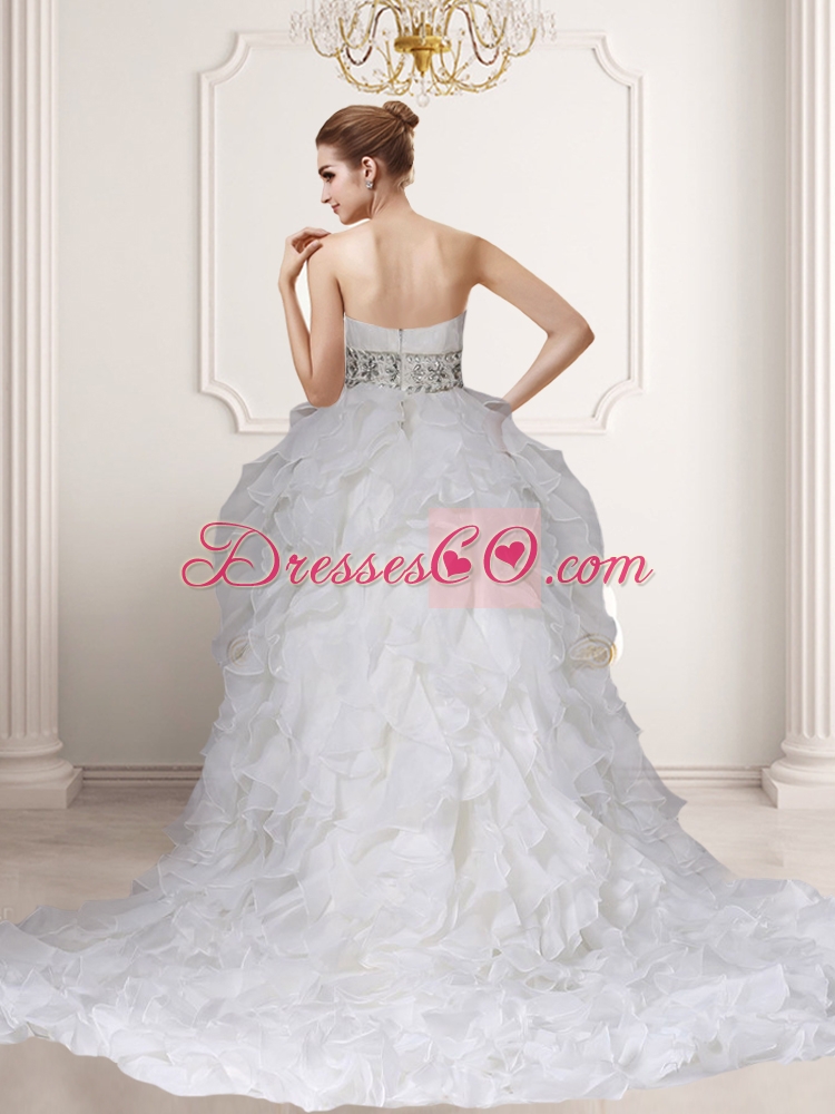 Romantic A Line Beading and Ruffles Wedding Dress with Sweetheart