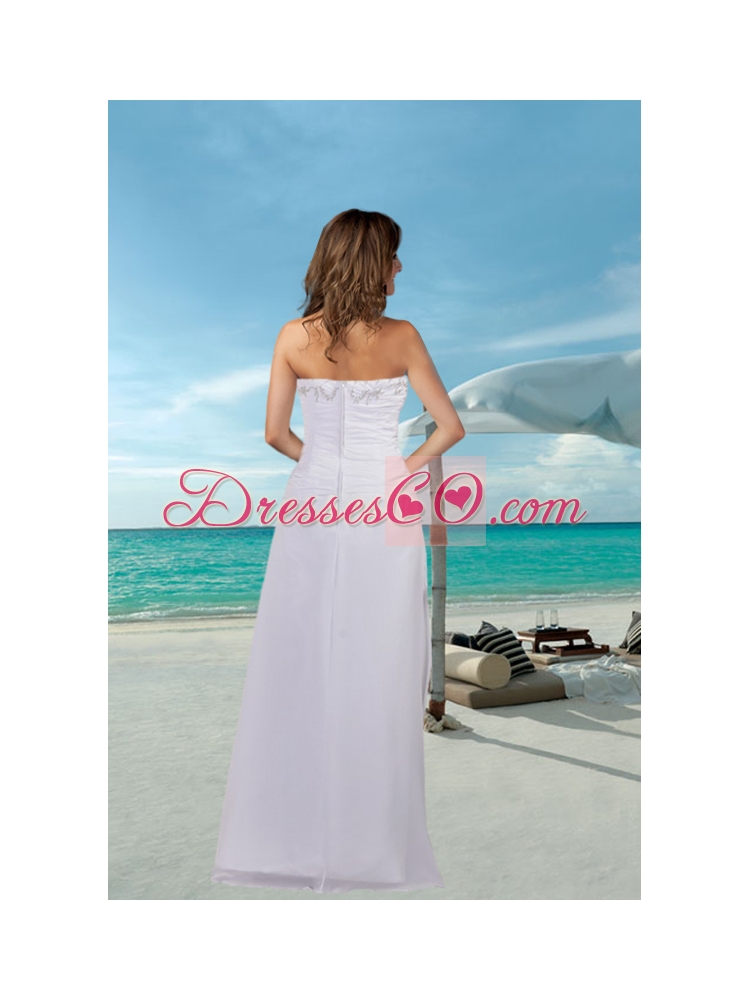 Cheap Empire Strapless Beading Wedding Dress for Beach