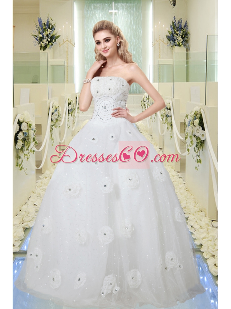 Hot Sale Ball Gown Strapless Wedding Dress with Beading