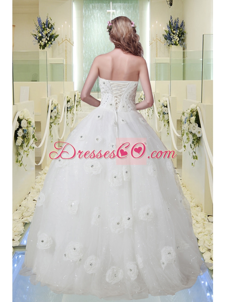 Hot Sale Ball Gown Strapless Wedding Dress with Beading
