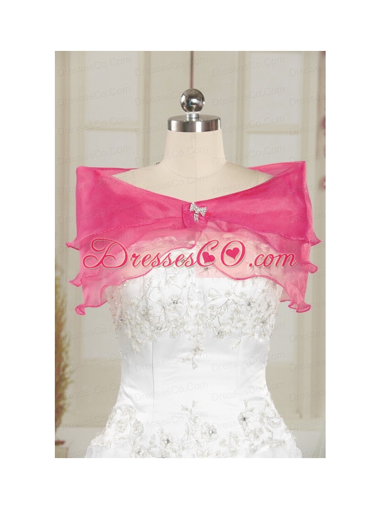 Pretty Hot Pink Quinceanera Dress with Appliques and Ruffles
