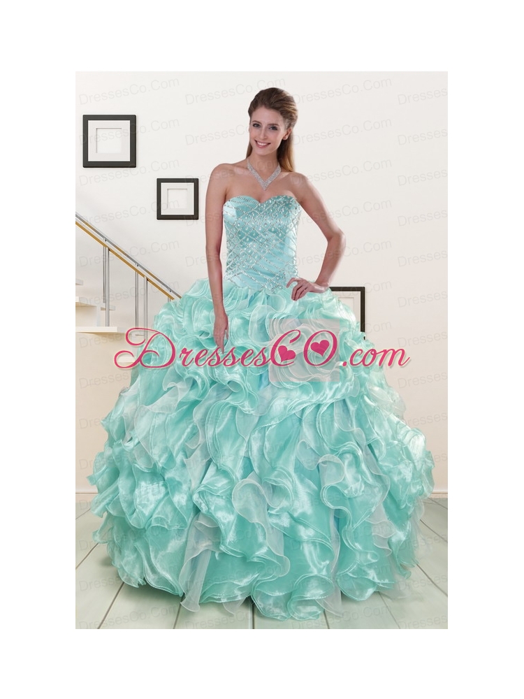 Beautiful Beading Quinceanera Dress in Apple Green for