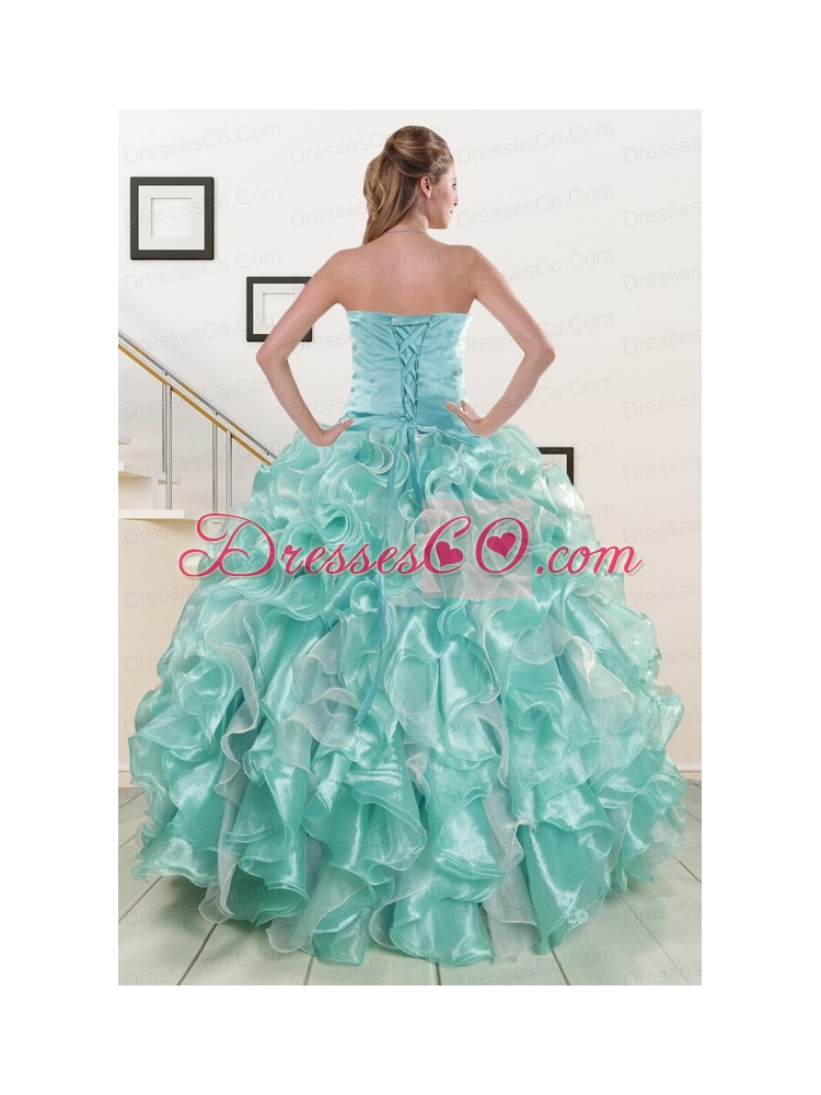 Beautiful Beading Quinceanera Dress in Apple Green for