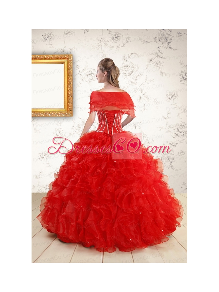 Beading Perfect Red Quinceanera Dress