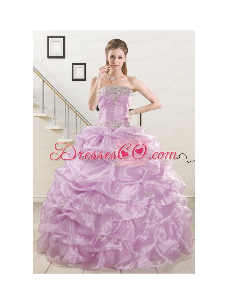 Appliques and Ruffles Quinceanera Dress in Lilac