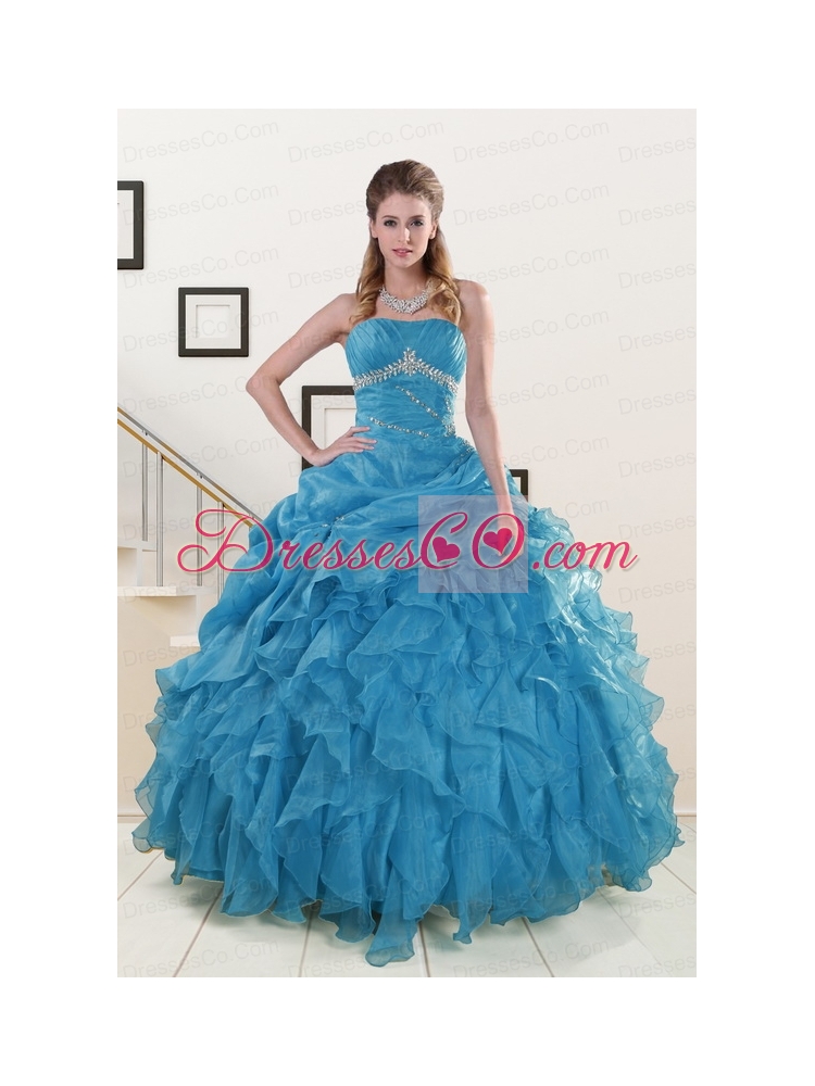 Strapless Quinceanera Dress with Beading and Ruffles