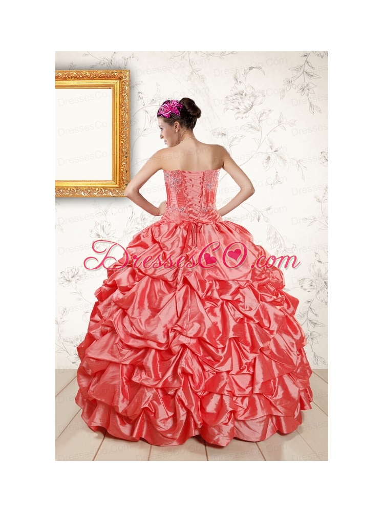 Beading Quinceanera Dress in Watermelon