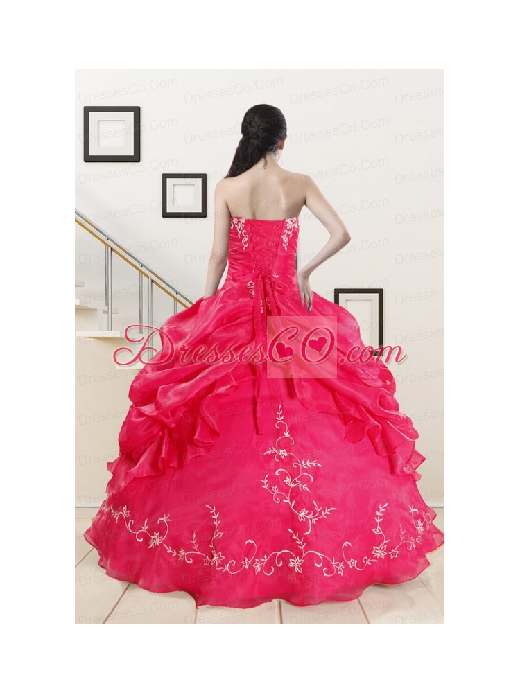 Embroidery Quinceanera Dress in Hot Pink