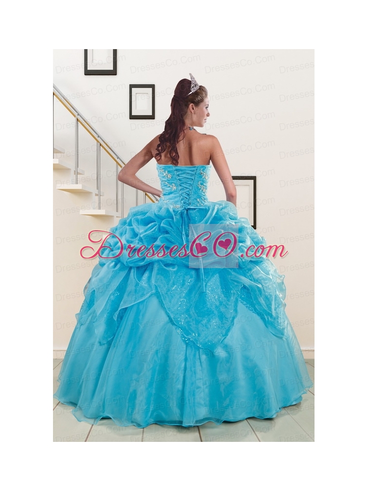 Fashionable Beading Quinceanera Dress in Aqua Blue Color
