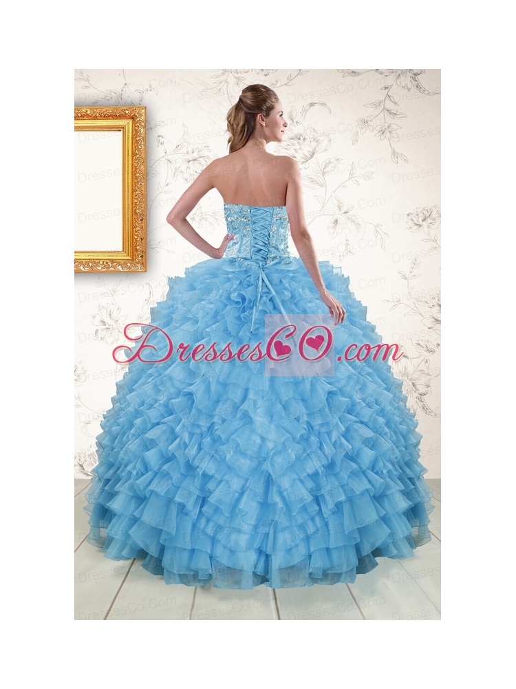 Pretty Baby Blue Quinceanera Dress with Beading