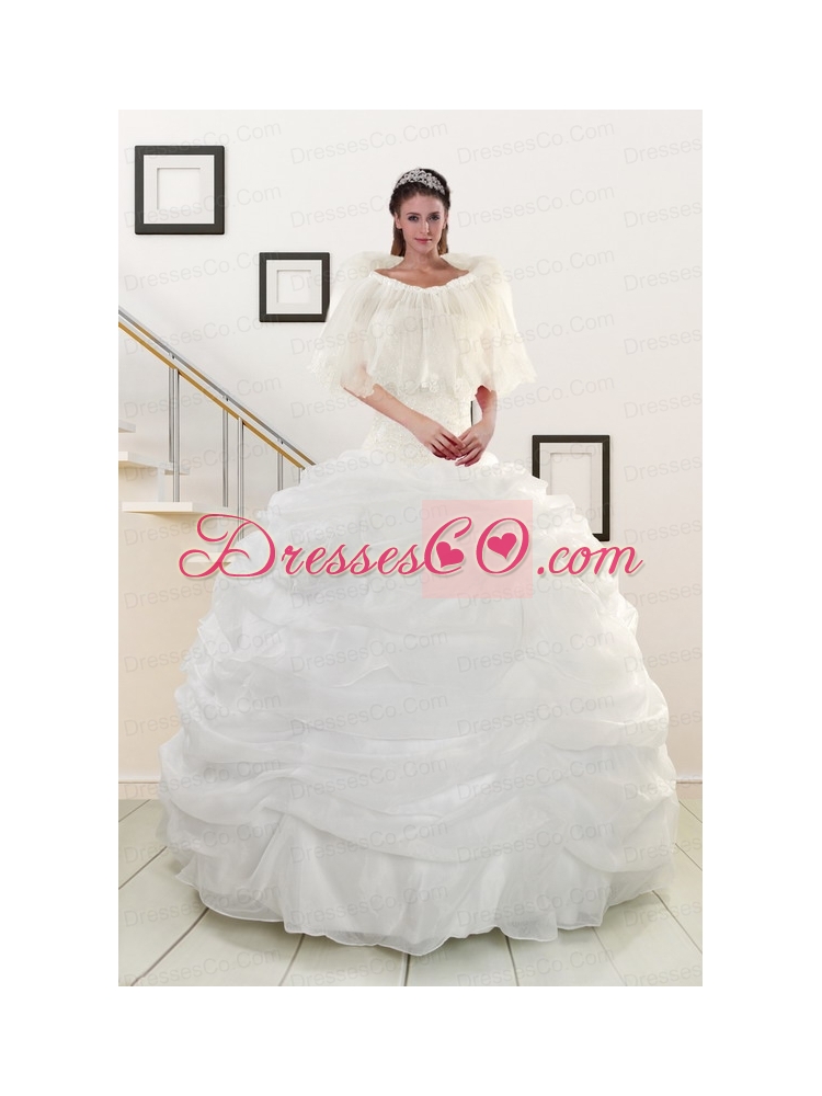 White Strapless  Quinceanera Dress with Beading