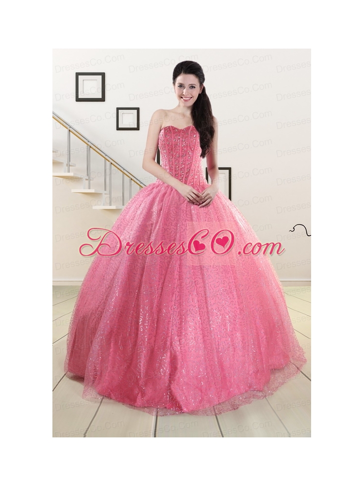 Strapless Quinceanera Dress in Rose   Pink