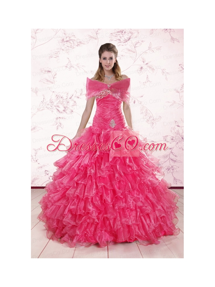 Top Seller Hot Pink Quinceanera Dress with    Ruffles