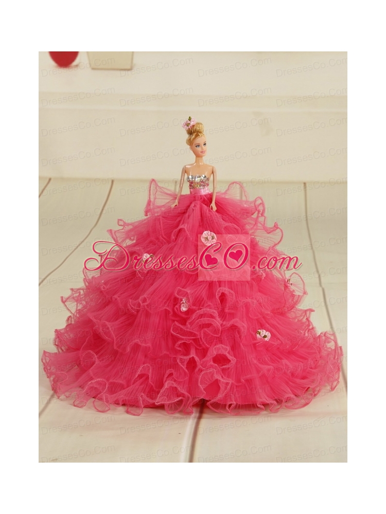 Top Seller Hot Pink Quinceanera Dress with    Ruffles