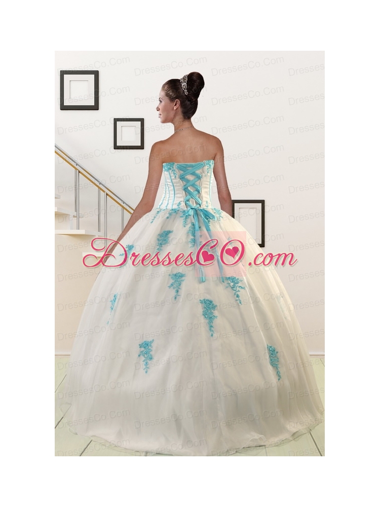 Cheap Appliques Quinceanera Dress in White