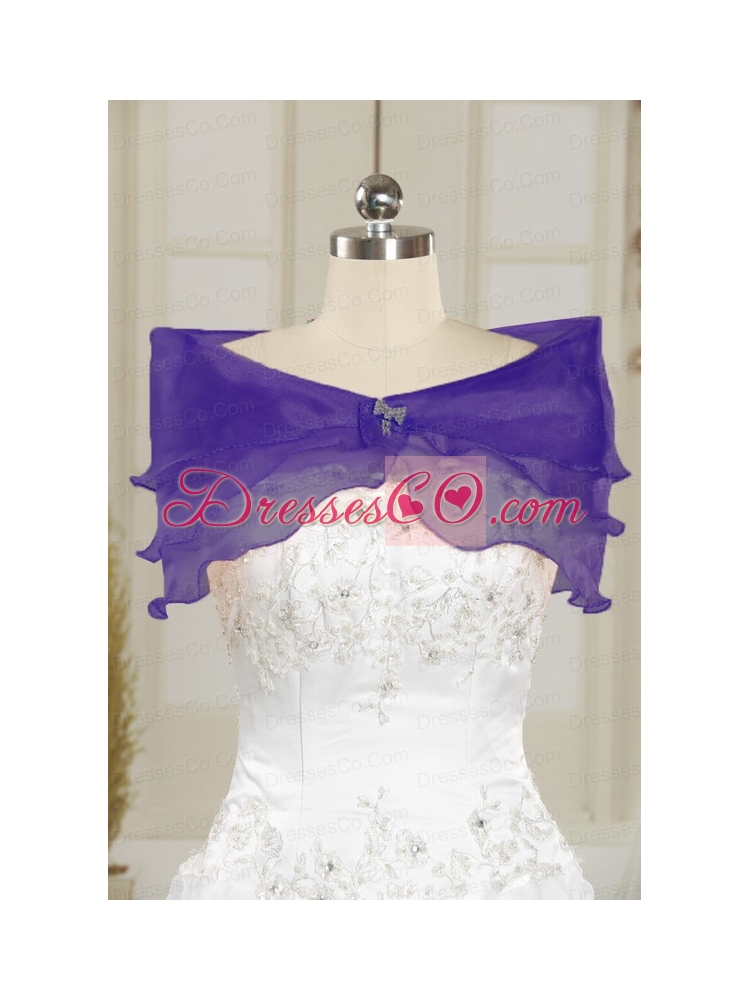 Cheap Beaded and Pick ups Purple   Quinceanera Dress with Brush Train