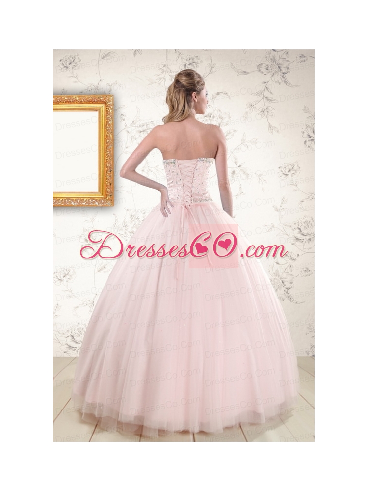 Cheap Light Pink Beading Quinceanera   Dresses