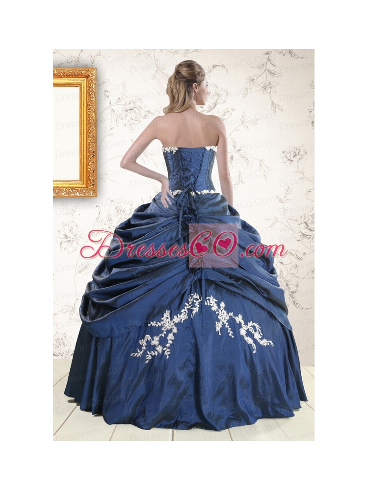 Navy Blue Quinceanera Dress with Wraps
