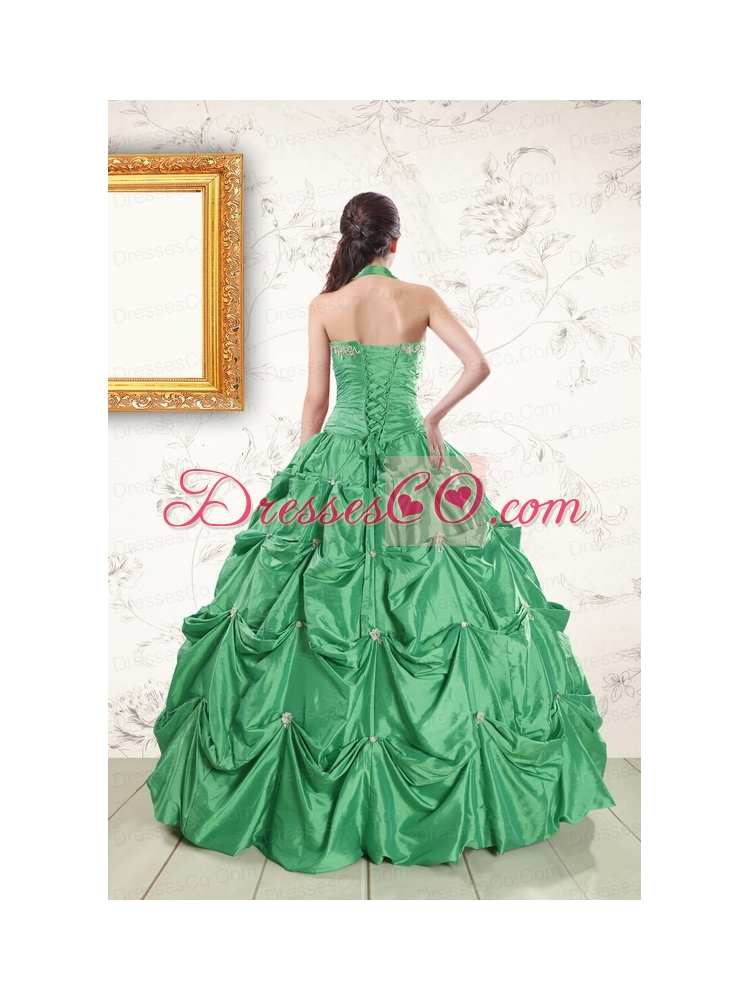 Cheap Halter Top Quinceanera Dress with   Appliques
